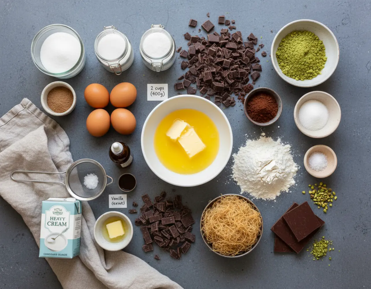 Dubai Chocolate Brownies 2 dubai chocolate brownies ingredients