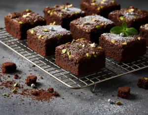 Beautiful plated dubai chocolate brownies