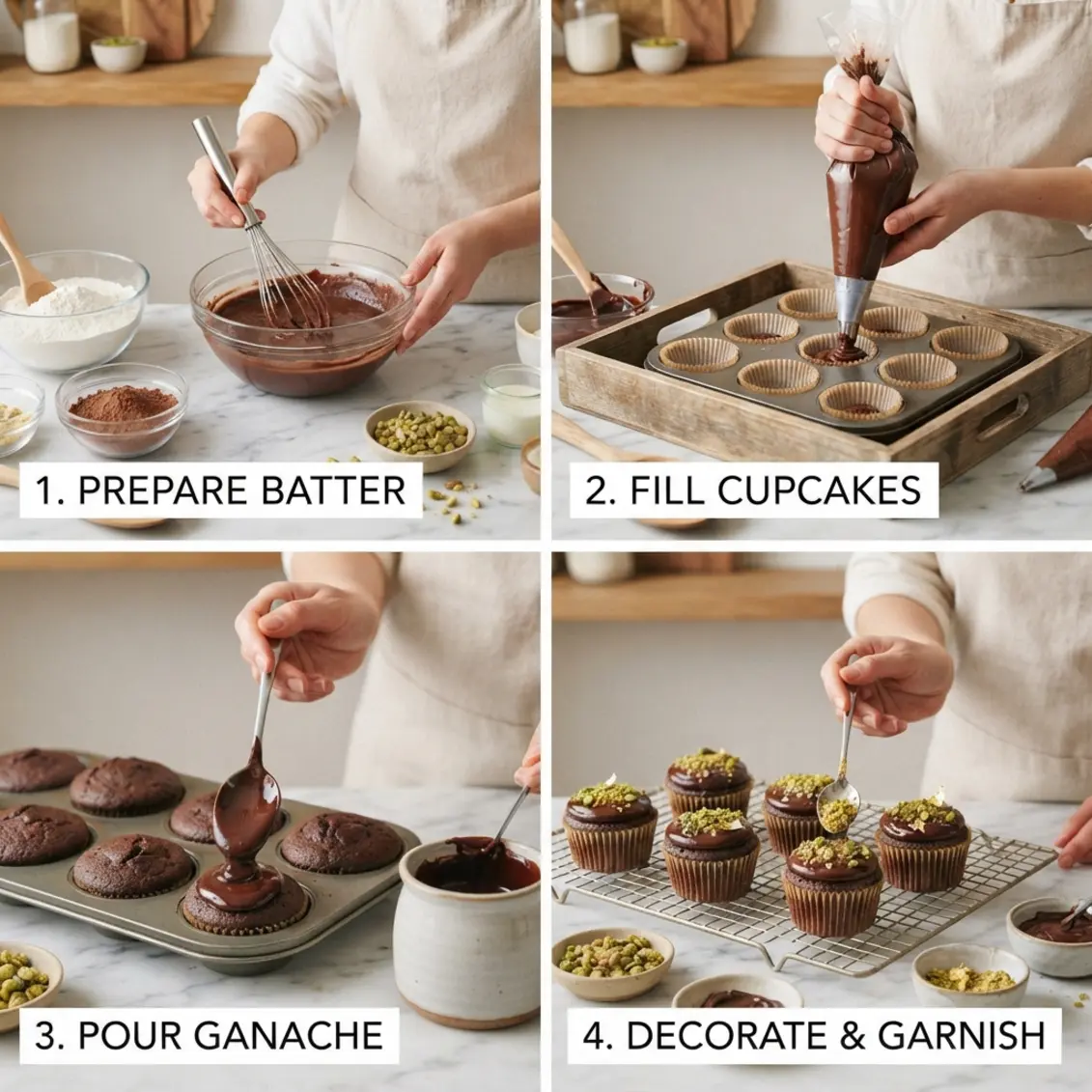 Dubai Chocolate Cupcakes 3 dubai chocolate cupcakes cooking process