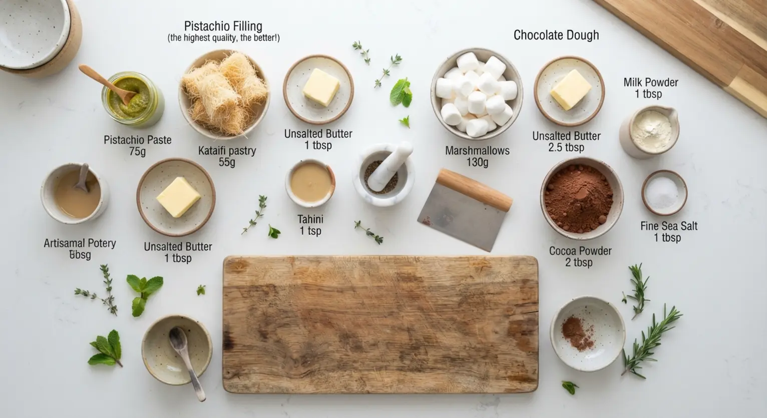 dubai chocolate flavor korean chewy cookie​ ingredients