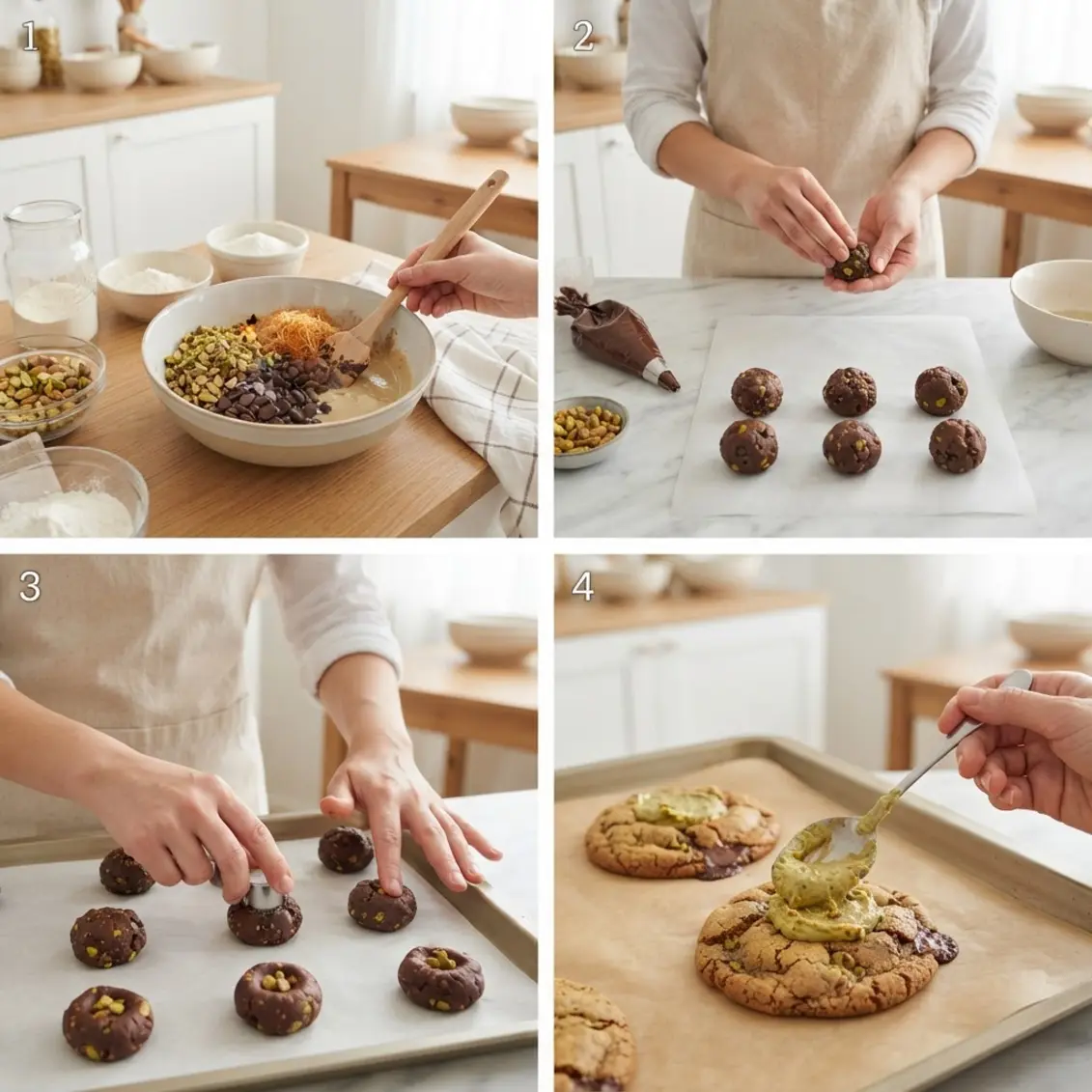 dubai chocolate flavor korean chewy cookie​ cooking process