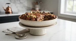 Beautiful plated dubai chocolate tiramisu