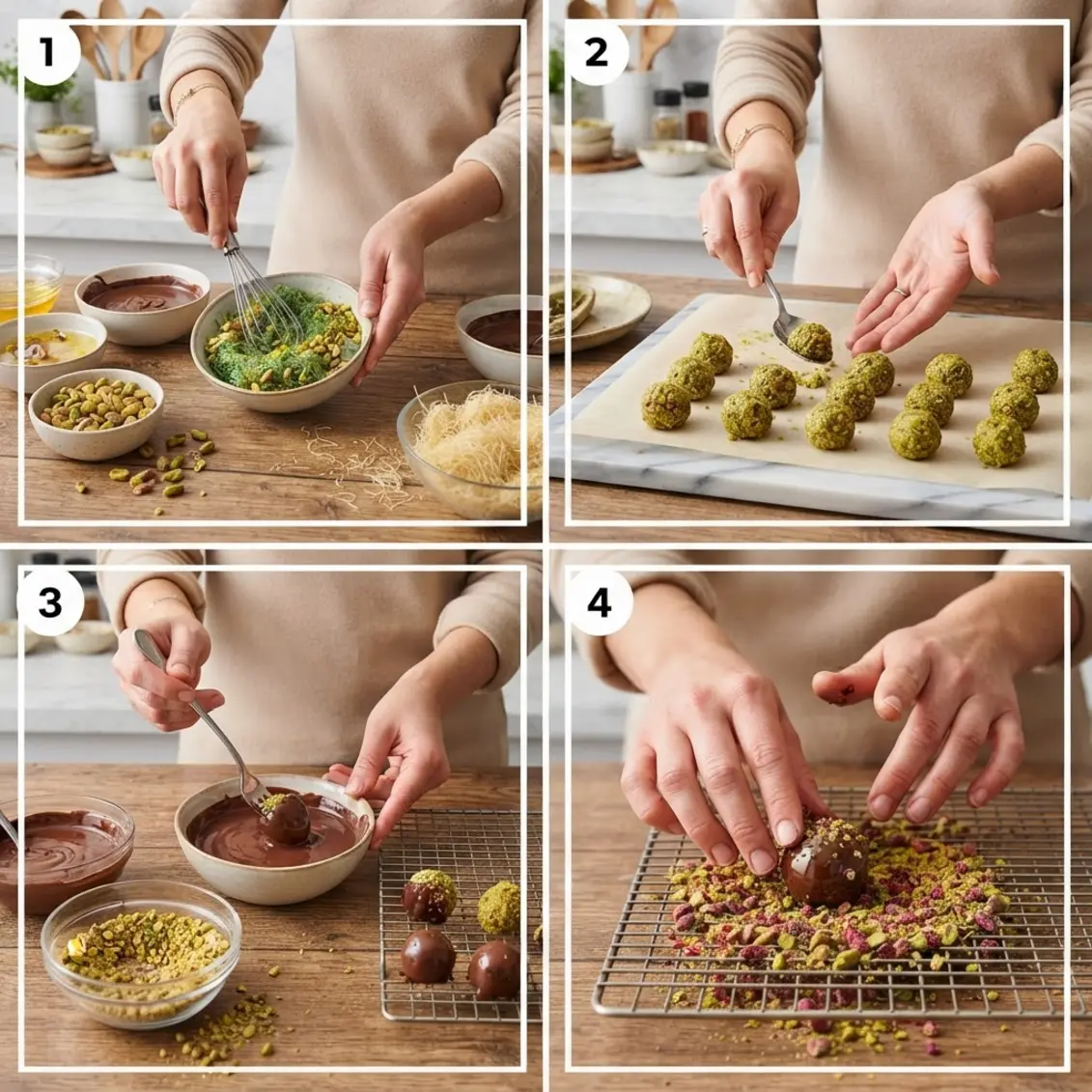 dubai chocolate truffles cooking process
