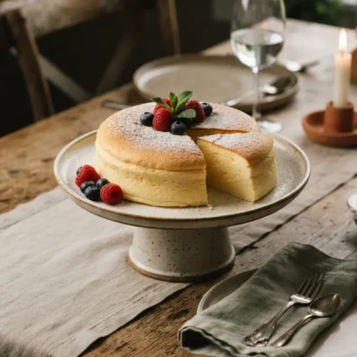 Final plated dish of The 2-Ingredient Japanese Yogurt Cheesecake