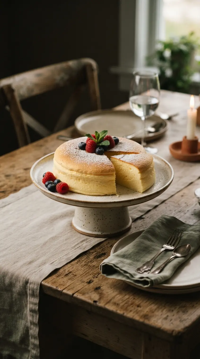 The 2-Ingredient Japanese Yogurt Cheesecake final plated dish
