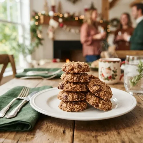 Final plated dish of Best No Bake Cookies for a Christmas Cookie Exchange